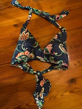 Ralph Lauren Navy Floral Paisley Triangle Bikini Top